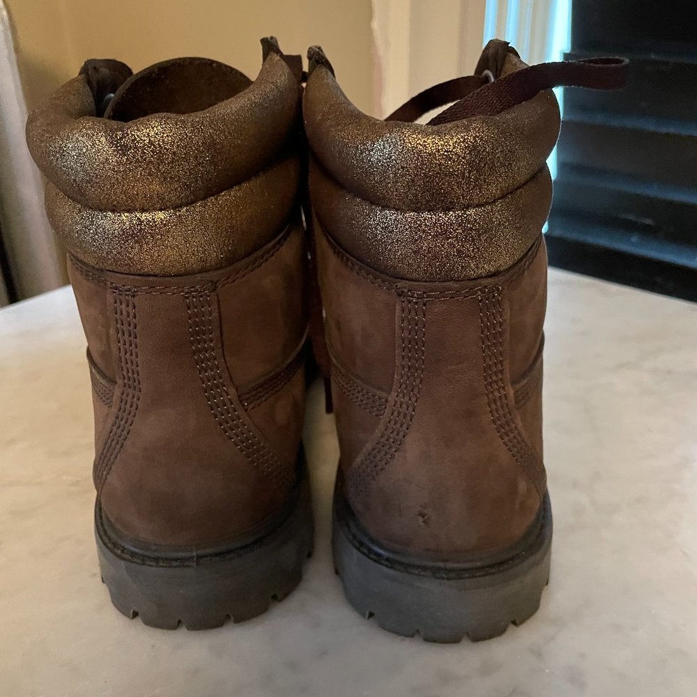 Brown Timerland Boots with Gold 7 1/2
